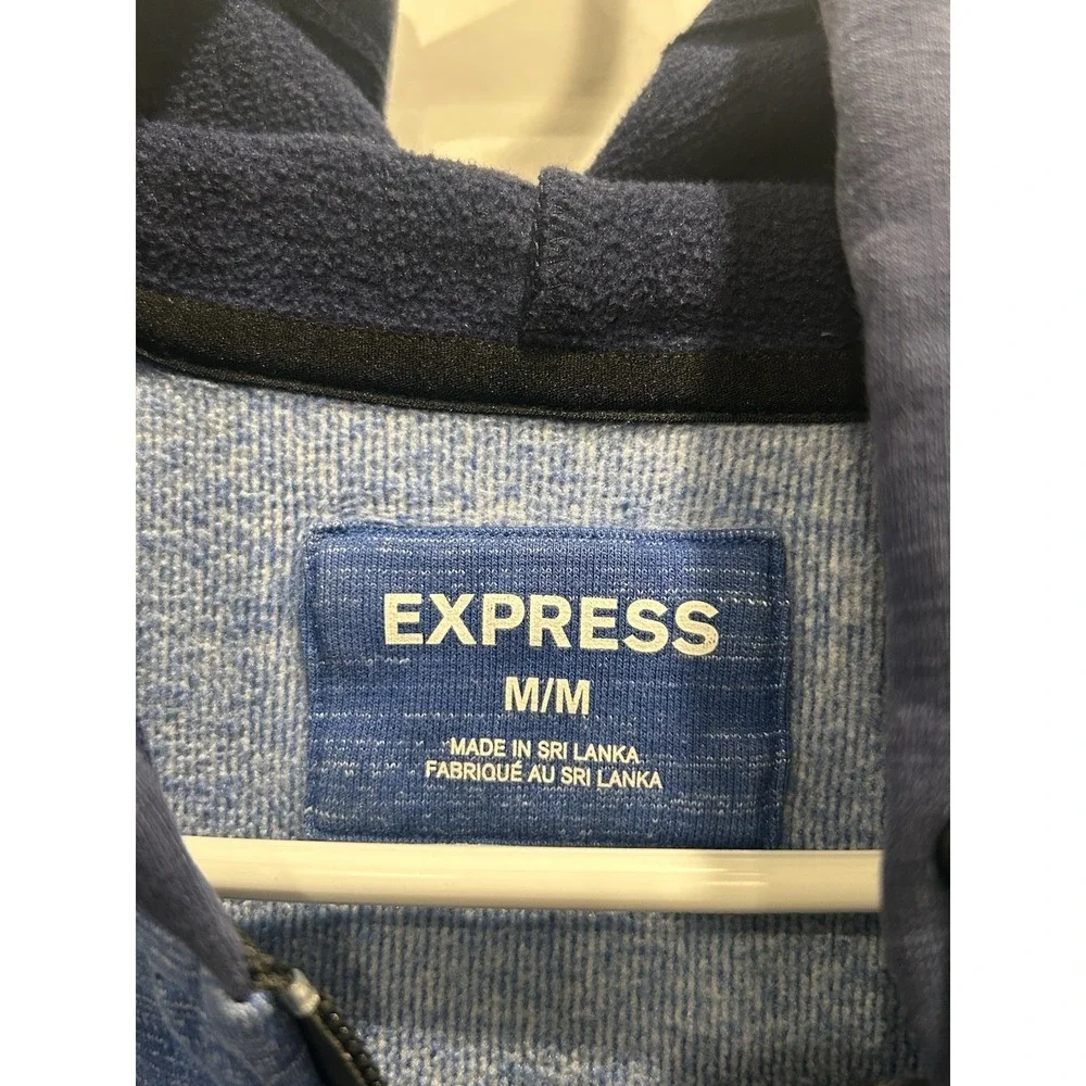 Express Athletic Zip Up Hoodie Blue Men's Size Medium
